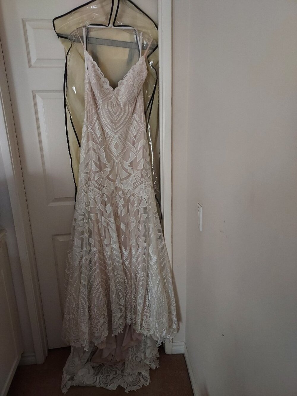 Geometric Lace Embroidered Bridal Gown in Ivory by Allure Bridal